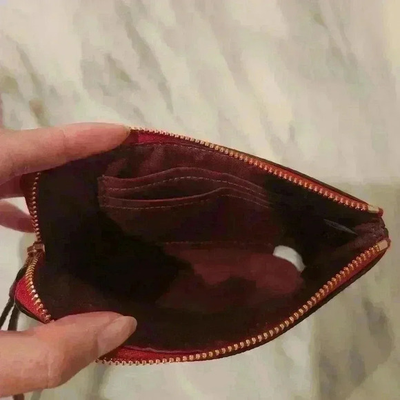 Coach Logo Red Corner Zip Wristlet with Gold Hardware - Picture 6 of 6